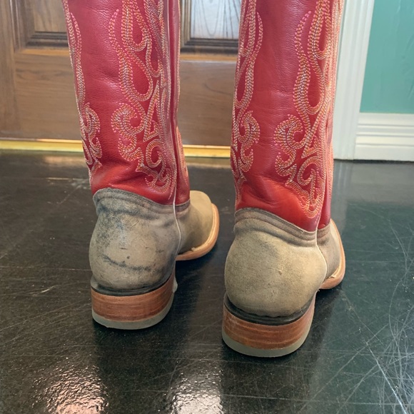 Cowboy Boots Red & Grey Size 8 1/2 B - Picture 6 of 9